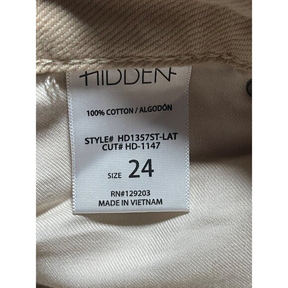 Hidden Los Angeles Womens Tracey High-Rise Straight Distressed Beige Jeans Sz 24 - Picture 10 of 12